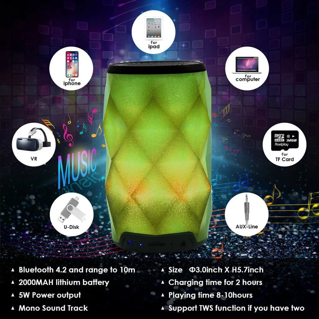 Новый портативный ночсветильник Bluetooth-динамик беспроводной управление пальцами