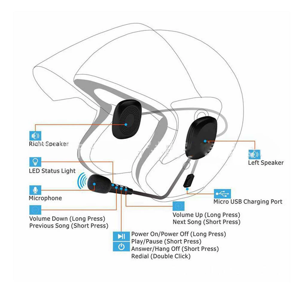 Bluetooth 4 0 мотоциклетный шлем гарнитура Autobike стерео наушники Динамик Авто музыка