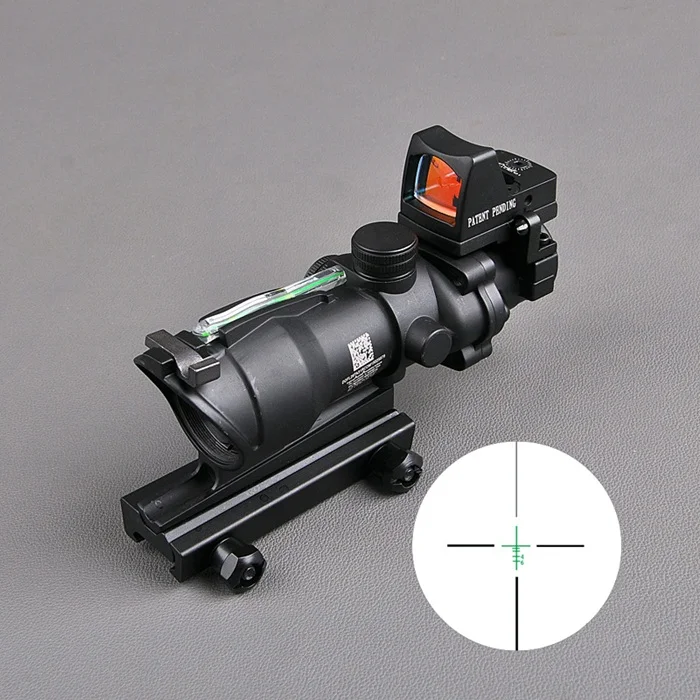 Коричневый ACOG 4X32 настоящая сетка волоконно-оптический прицел с красной подсветкой с RMR Mirco Red Dot Sight 20 мм Rail охотничьи прицелы - Цвет: Коричневый