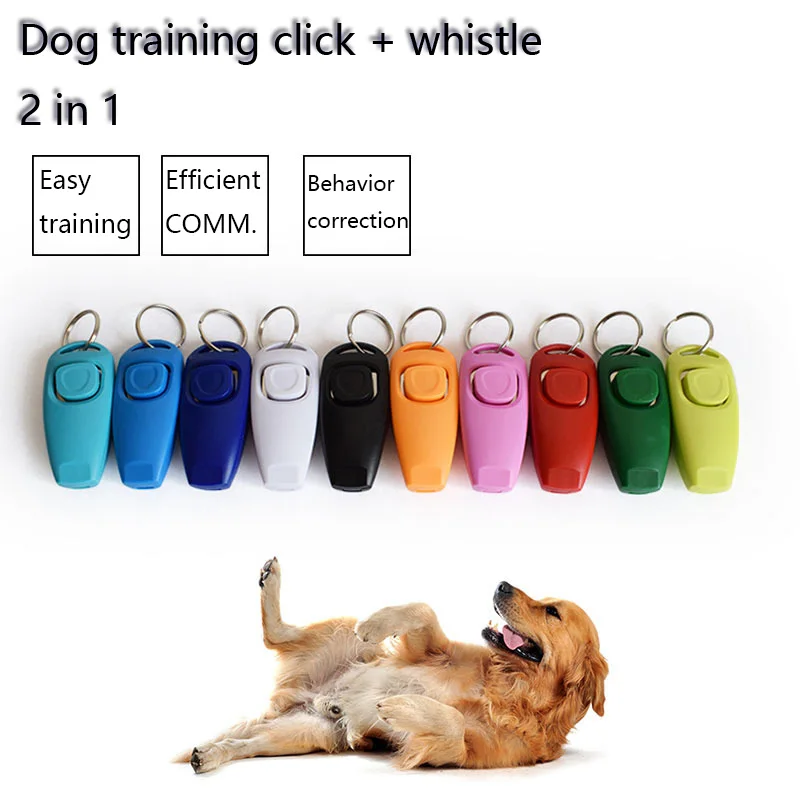Кинологический кликеры 2 в 1 свисток и Clicker Обучение Питомца Набор инструментов с ремешком для собаки кошки птицы и маленькие Животные