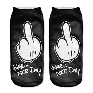 Забавные носки, лидер продаж, новые женские носки с 3D-принтом, низкие короткие носки