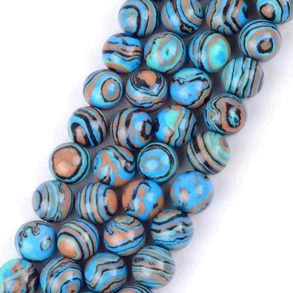 4 6 8 10 12mm Round Peacock Blue Striped Agates Stone Spacer Beads For Diy Jewelry Bracelet Making Jewellery Accessories | Украшения и