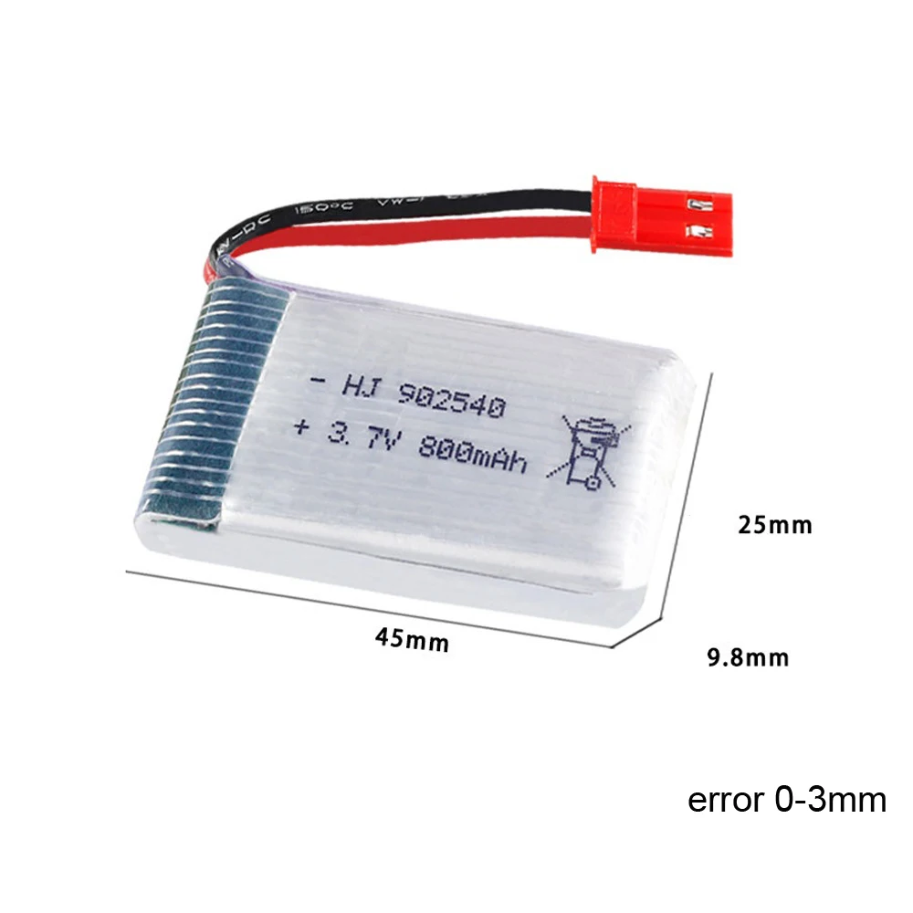 5 шт./лот lipo батарея для MJX X400 X300C X800 3 7 V 800mAh части квадрокоптера RC Drone JST plug 902540 1S