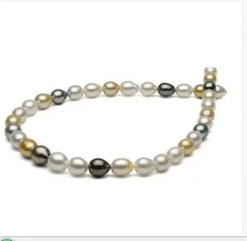 stunning 12-13mm south sea black gold multicolor pearl necklace 18inch 925silver | Украшения и аксессуары
