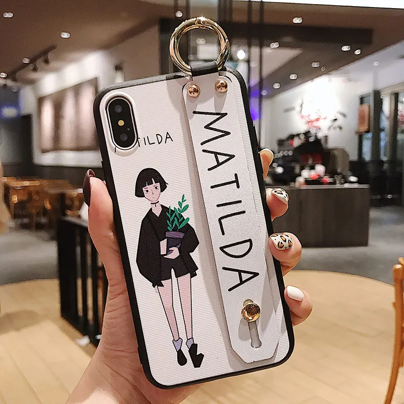 Girl Чехол для телефона s для iphone 11Pro X XR XS Max ремешок на запястье подставка Leon girl Мягкий чехол из ТПУ для iphone 11 6 6S 7 8 Plus задний чехол s - Цвет: Girl