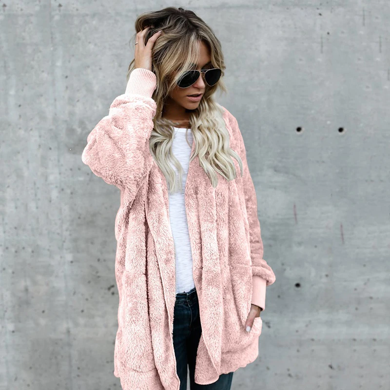 FJUN Fur Cardigans Women Long Sleeve Oversize Autumn Wool Casual Loose Coverup Tops Winter Coat Female Sweaters Plus Size S-3XL |