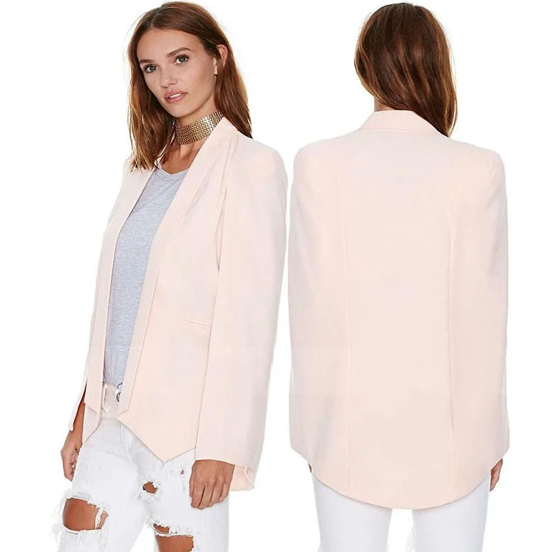 Summer Women's Blazer Long Sleeve Lapel Cape Blazer Coat Casual Split Poncho OL Jacket Cloak Coat Women Blazer Suit White Pink