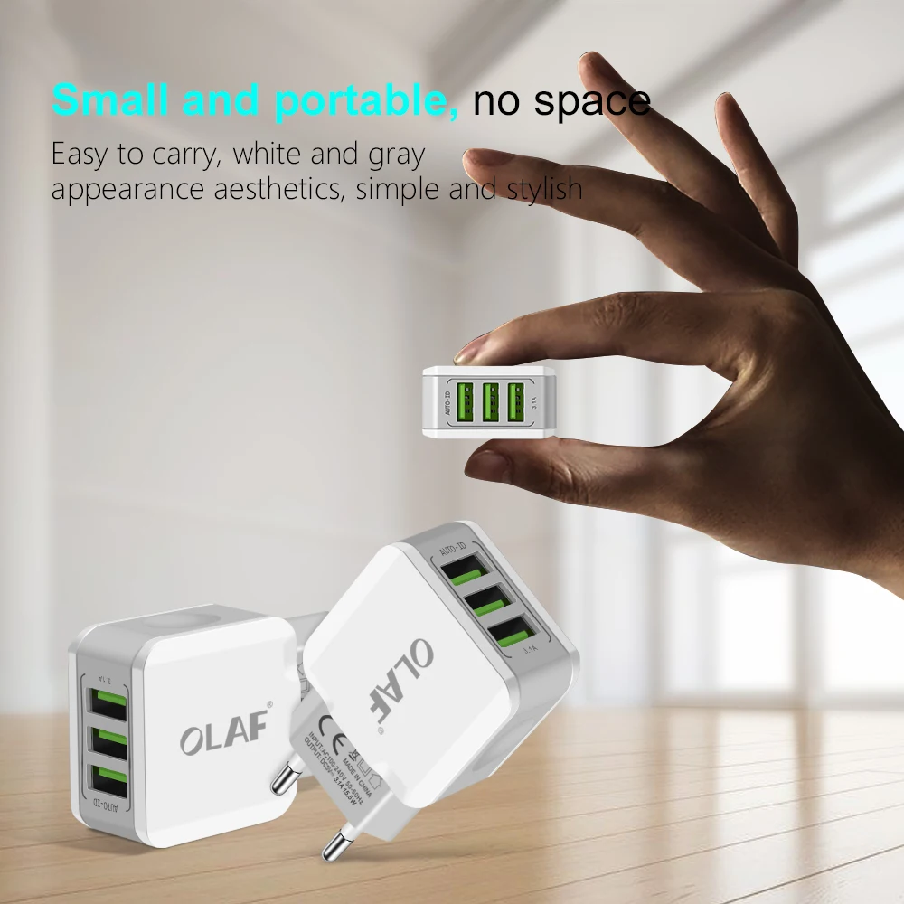 Olaf 5V 3.1A 3-Ports Smart Travel USB Wall Charger Adapter Portable EU Plug Mobile Phone for iPhone Samsung Tablets | Мобильные