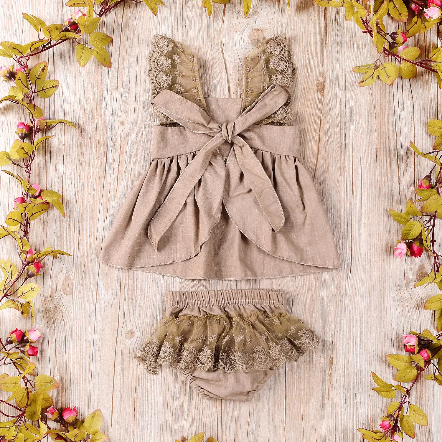 Одежда для малышей из 2 предметов кружевные топы новорожденных девочек платье с