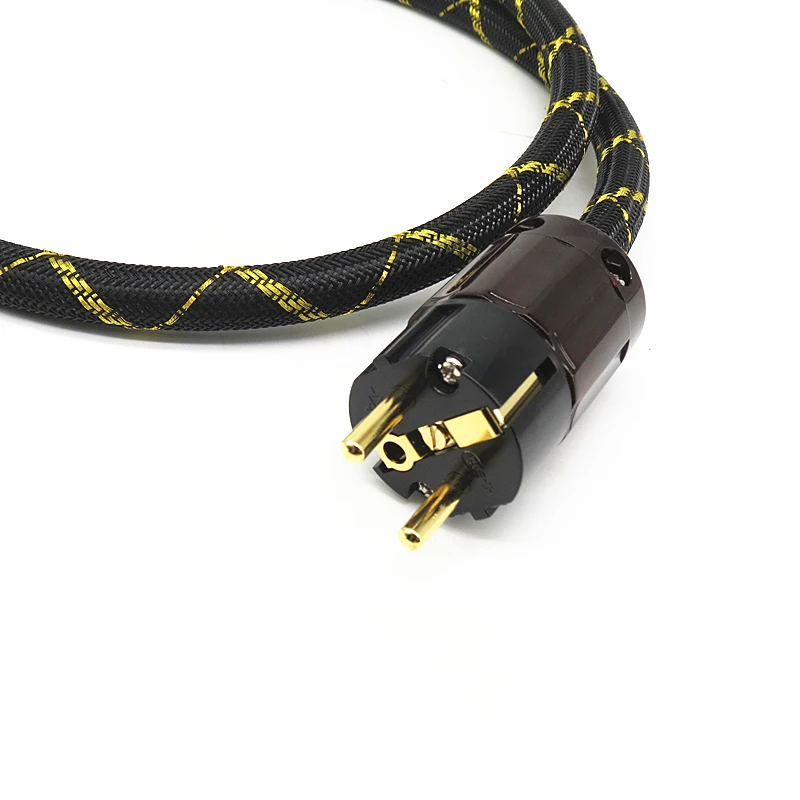 

3000W 6N Occ Copper silvering SCHUKO Power Cable Gold plated EURpower plug cable hifi power cord cable for DVD CD AMP