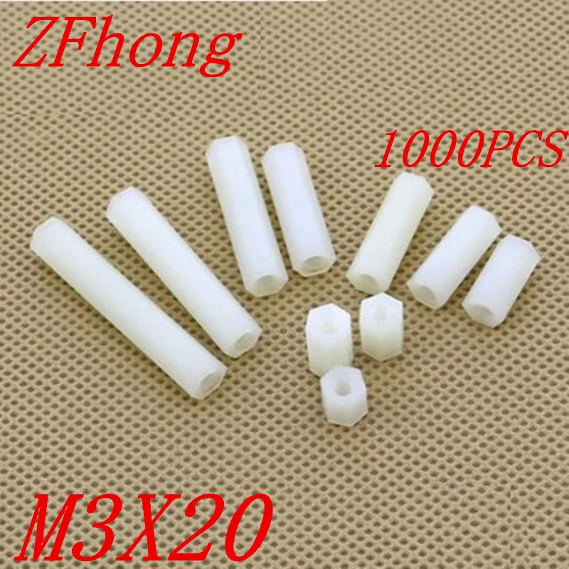 

1000pcs m3*20 M3 x 20 plastic PC female female white hex nylon standoff spacer