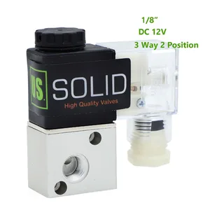Однотонный 3-ходовой 2-позиционный Пневматический электромагнитный клапан 18 дюйма, постоянный ток, 12 В, алюминиевый сплав