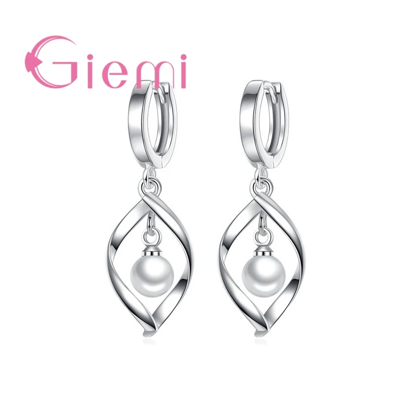 

Fashion Earrings Round Pearl Pendant Silver Romantic Wemon Engagement Anniversary Party Jewelry For Women