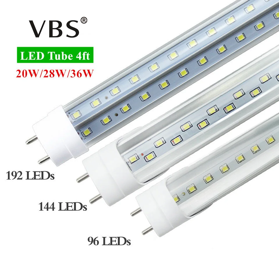 G13 4ft Светодиодная лампа трубка 20W 28W 36W T8 96 Светодиодный 144Led 192LED SMD2835 супер