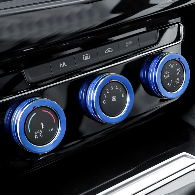Blue 3PCS Модификация салона автомобиля, ручка кондиционера, автомобильные наклейки для Volkswagen arteon passat B8 Golf 7/7. 5 sportsvan модификация - Название цвета: Blue 3PCS