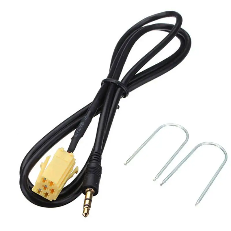 

New Car 3.5MM Jack To ISO 6 Pin Connector Aux Cable And U Type Tool