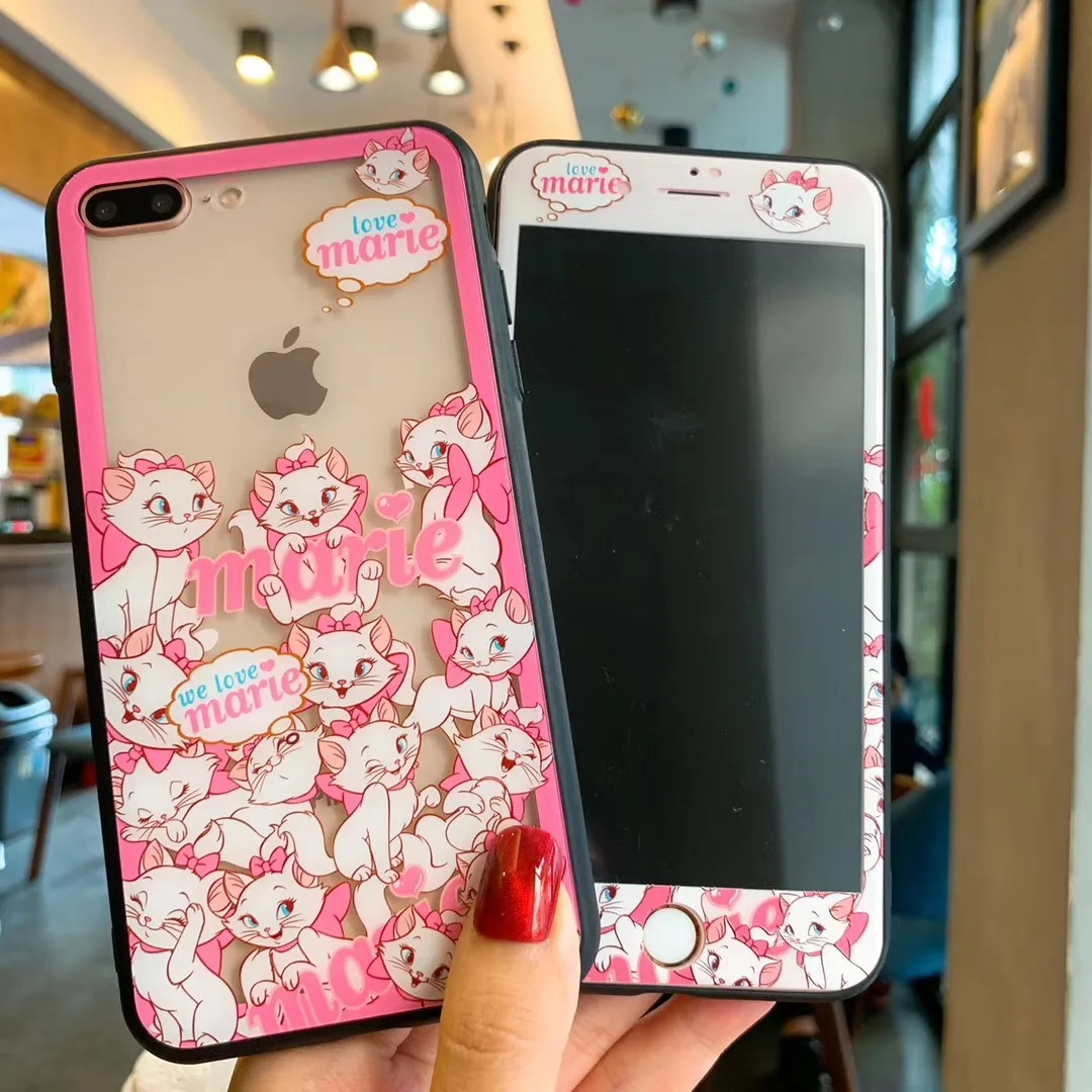 Закаленное стекло для iPhone 7 8 6 6S Plus XR X XS Max защита экрана Flim+ стеклянный чехол для телефона с рисунком Две звезды