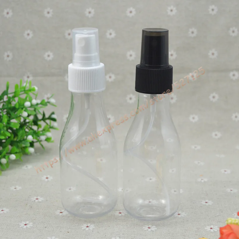 100 мл прозрачная/прозрачная матовая ПЭТ бутылка в форме груши с белым/черным