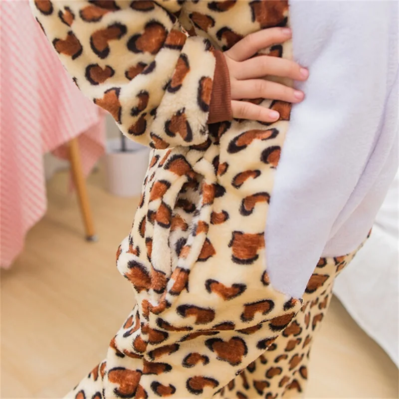 С леопардовым принтом Kigurumi для детей с животных костюмированной вечеринки