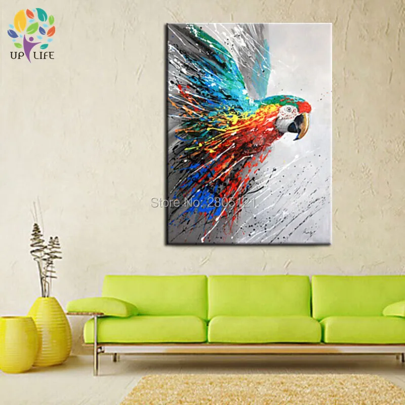 

hand painted canvas picture Flying birds wall canvas art parrot oil painting modern home decorative artwork