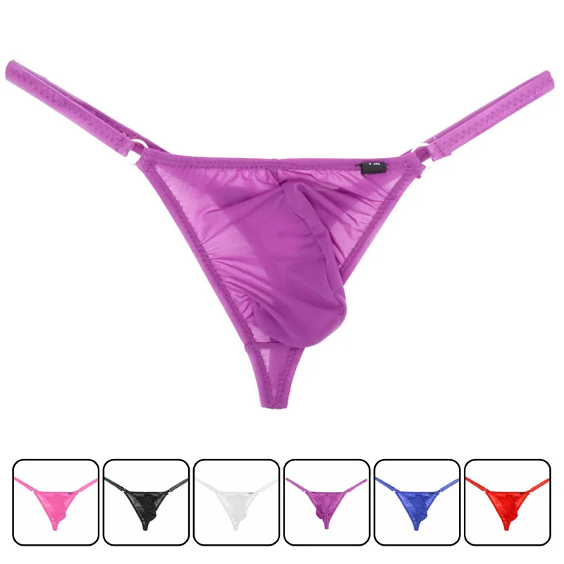 Стринги мужские прозрачные из ледяного шелка пикантные Гладкие трусы тонги с