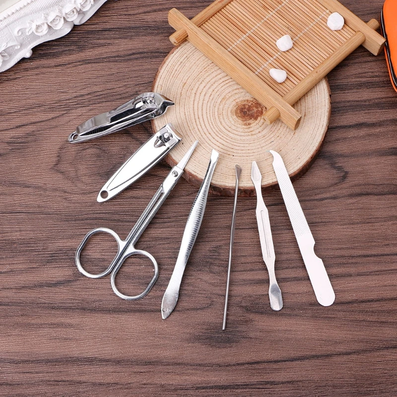

7pcs/set Portable Nail Clipper Manicure Stainless Steel Nail Care Set With Box New