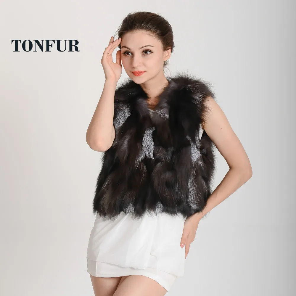 Женский жилет с натуральным лисьим мехом большой бесплатная доставка THP35 2019 |