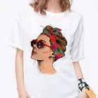 Женская Винтажная футболка с коротким рукавом, круглым вырезом и принтом