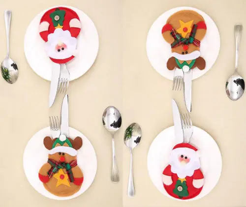 Рождественский набор посуды Санта Клауса чехол для хранения сумки ножей вилок