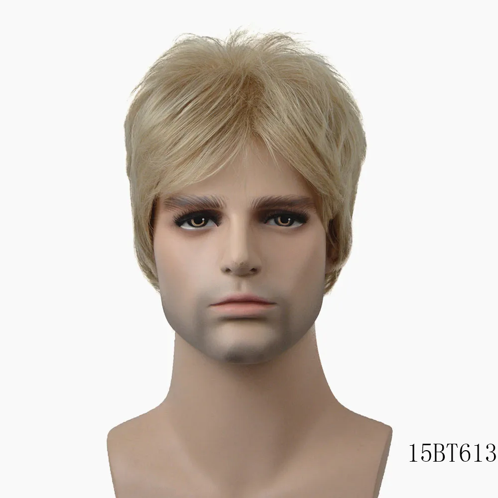 15BT613 StrongBeauty мужской парик блонд/коричневый короткие прямые синтетические волосы натуральные парики - Цвет: 15BT613