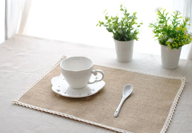 Японский ретро коврик из натурального джута настольный изоляционный 30*40 см|place