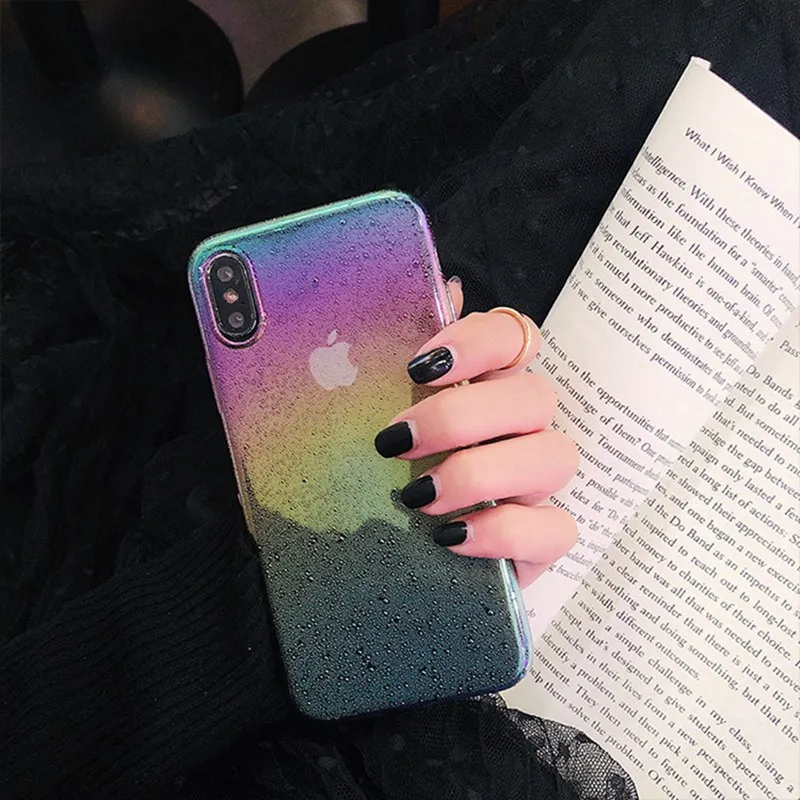 Fashion Three-dimensional Water Beads Bright Case for iphone 6 6s 7 8 XS Max XR transparent PC protective cover TPU 6S |