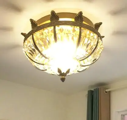 

Copper led ceiling lamp high-grade crystal lamp round atmosphere bedroom lamp warm room lamp