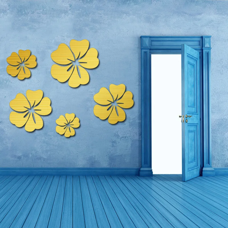 5 шт./лот 3D цветы обои зеркало акриловые наклейки гостиной спальня Туалет ТВ