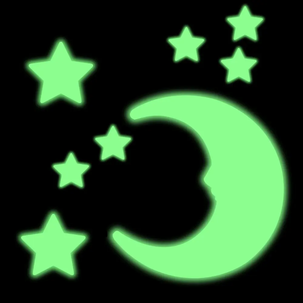 LoveCCD 201pcs/bag Glow in the Dark Toys Luminous Moon Star Stickers Fluorescent Painting Toy PVC Stickers for Room J08#20