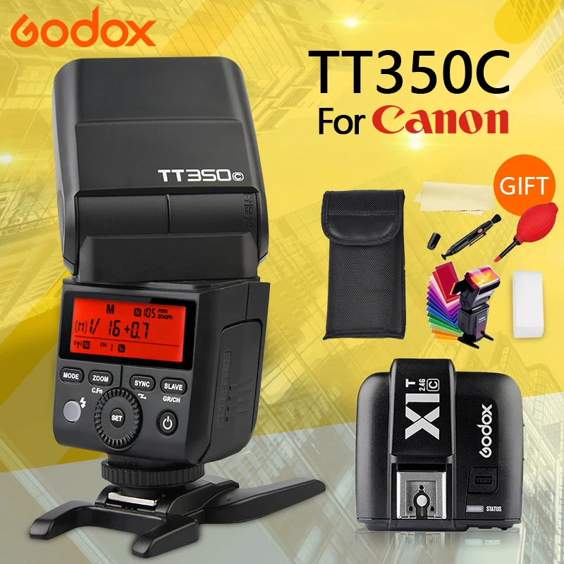 

GODOX TT350C for Canon camera 2.4G HSS 1/8000s TTL GN36 Flash Speedlite + X1T-C trigger + GIFT