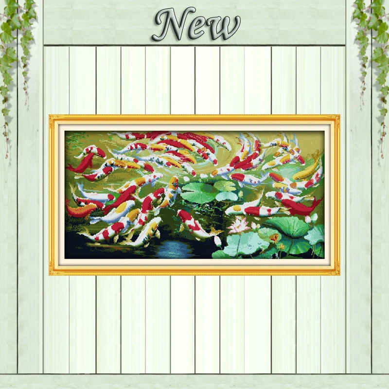

Wealthy fishes louts pond home decor painting counted print on canvas DMC 11CT 14CT Cross Stitch kits embroidery needlework Sets