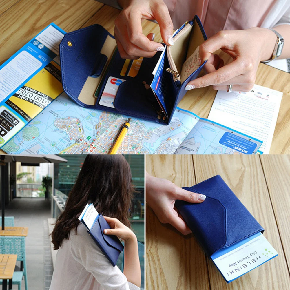 

Leather Passport Holder Wallet Travel Envelope Card Holder Cash Purse travel wallet porte carte funda pasaporte