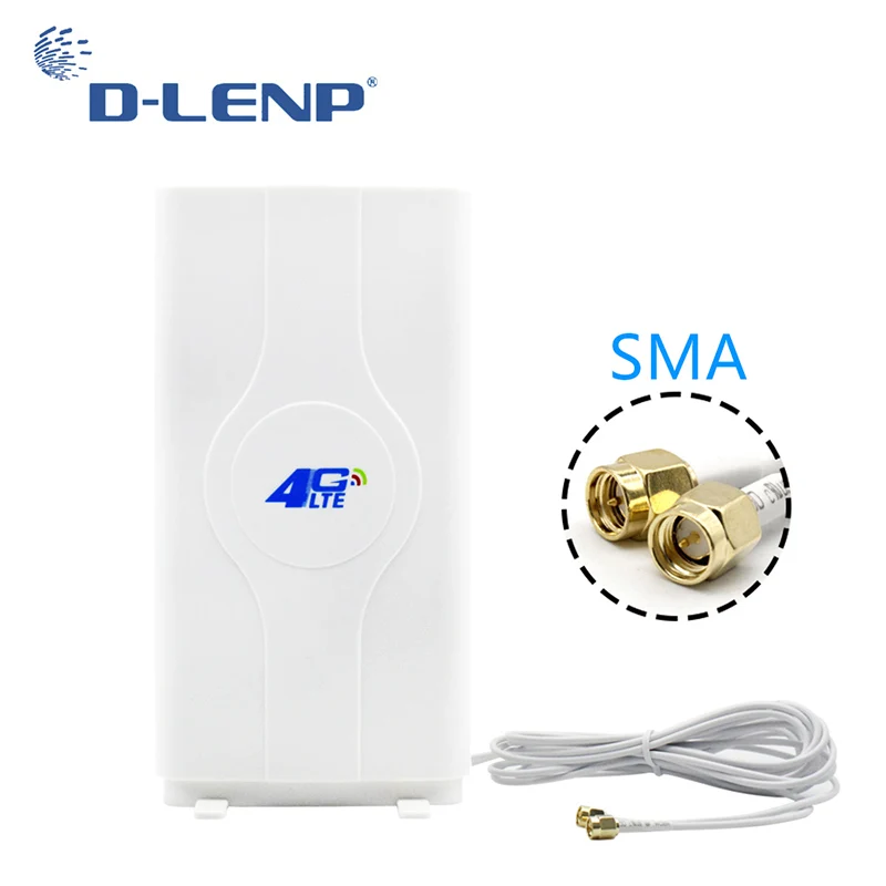 SMA Connector Dlenp 4G LTE MIMO антенна 700-2600 МГц с 2-TS9/CRC9/SMA разъем панель усилителя антенна с 2 м кабелем 88dBi - Цвет: SMA Connector