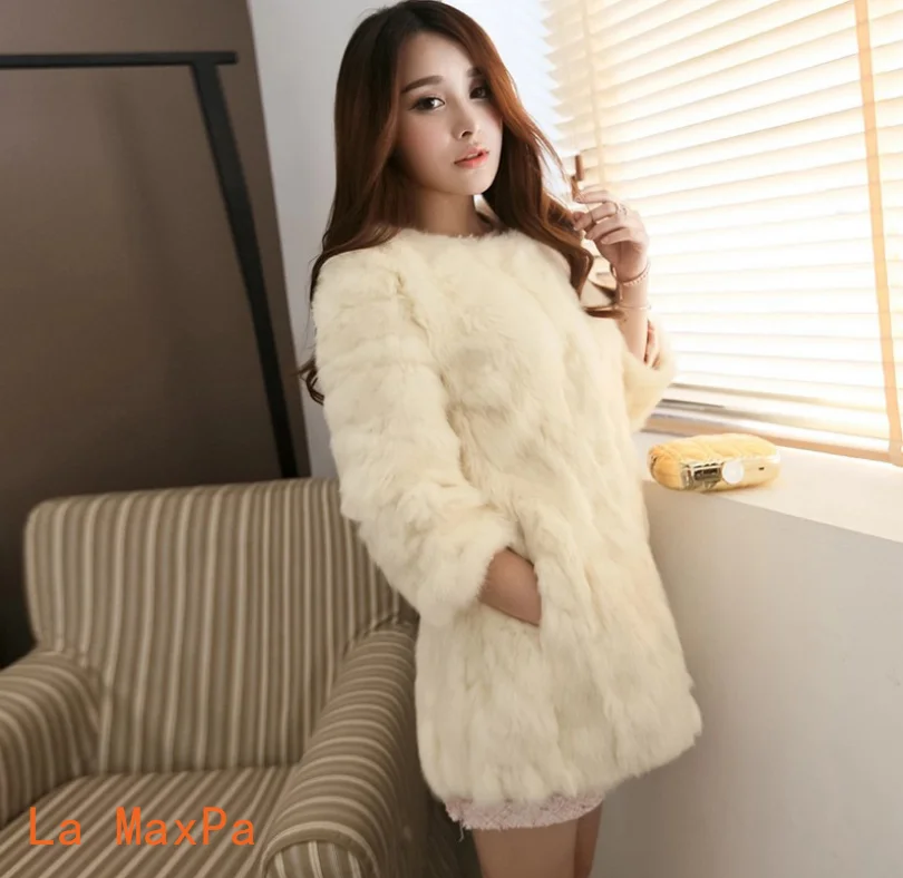 2018 мех зима новый длинное пальто с натуральным кроличьим мехом пальто|Куртки из