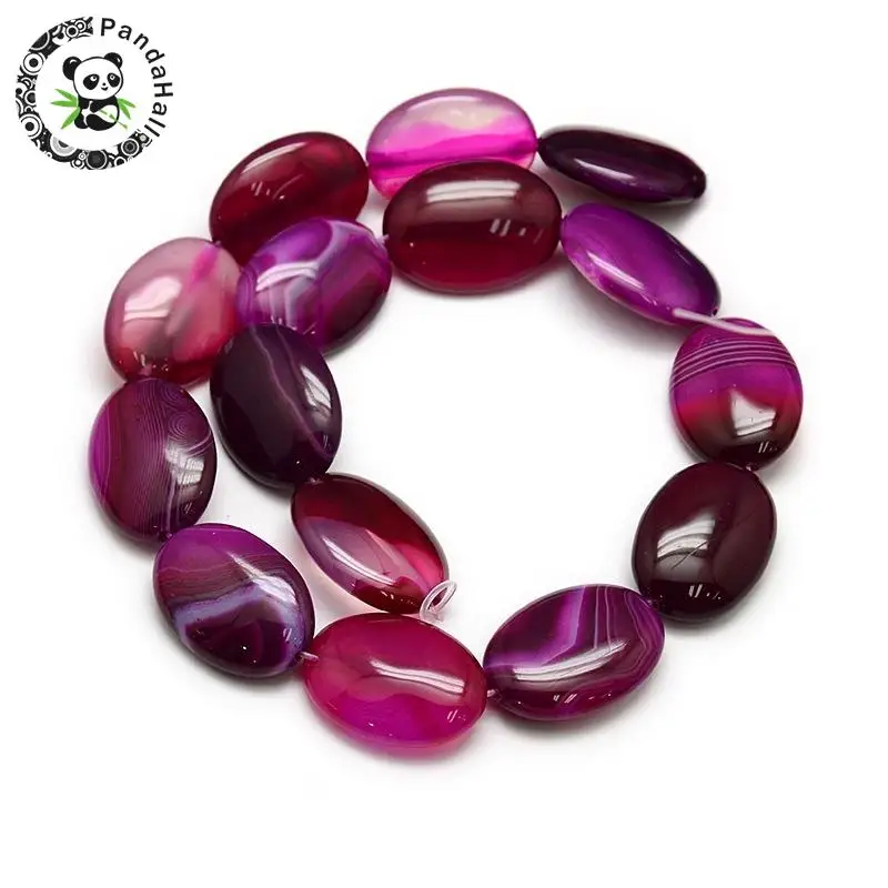 

5Strands Natural Striped Oval Bead Strands, Dyed, Mixed Color, 18x13x5mm, Hole: 1mm; about 22pcs/strand,
