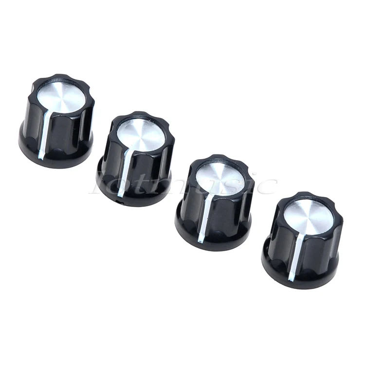 New High Quality 4 Pcs 6mm Shaft Hole Knob Black For Jazz Bass Replacement.
