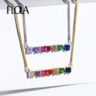 Женское Ожерелье-Багет FLOLA, разноцветное ожерелье с золотыми фианитами и радугой, nkp12