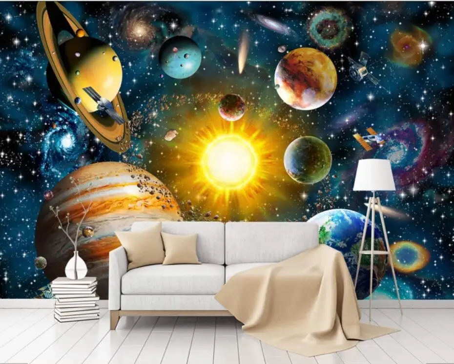 3D Hand Painting Space Universe Wallpaper Wall Mural Decals for Kids Boys Bedroom Home Decor Custom Carton Papers | Обустройство дома