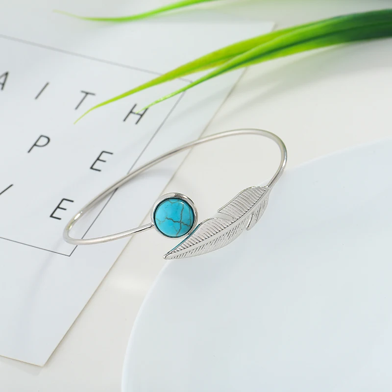 Женский Браслет-манжета в стиле ретро золотистый браслет с голубыми