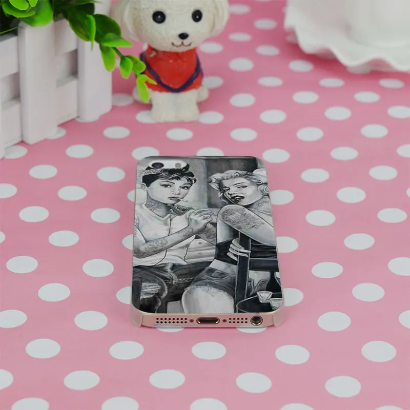 B2510 Монро И Одри Хепберн Прозрачный Жесткий Тонкий Case Cover Для Apple iPhone 4 4S 5 5S SE 5C 6 S
