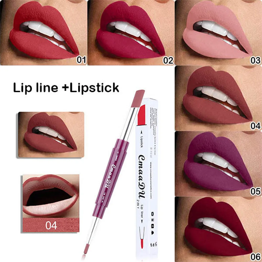 Maquillage, матовая губная помада, набор, двойной конец, стойкий лайнер, Водостойкий карандаш для губ, карандаш, 6 цветов