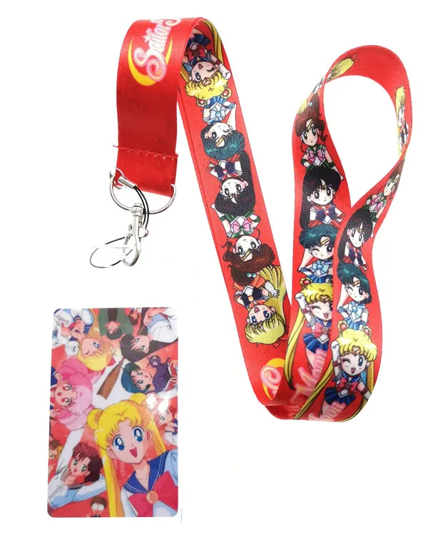 1 шт. японский аниме Сейлор Мун девушка шеи ремни, автобус метро Lanyards ID Card, женские брелоки Детские вечерние подарки - Цвет: E