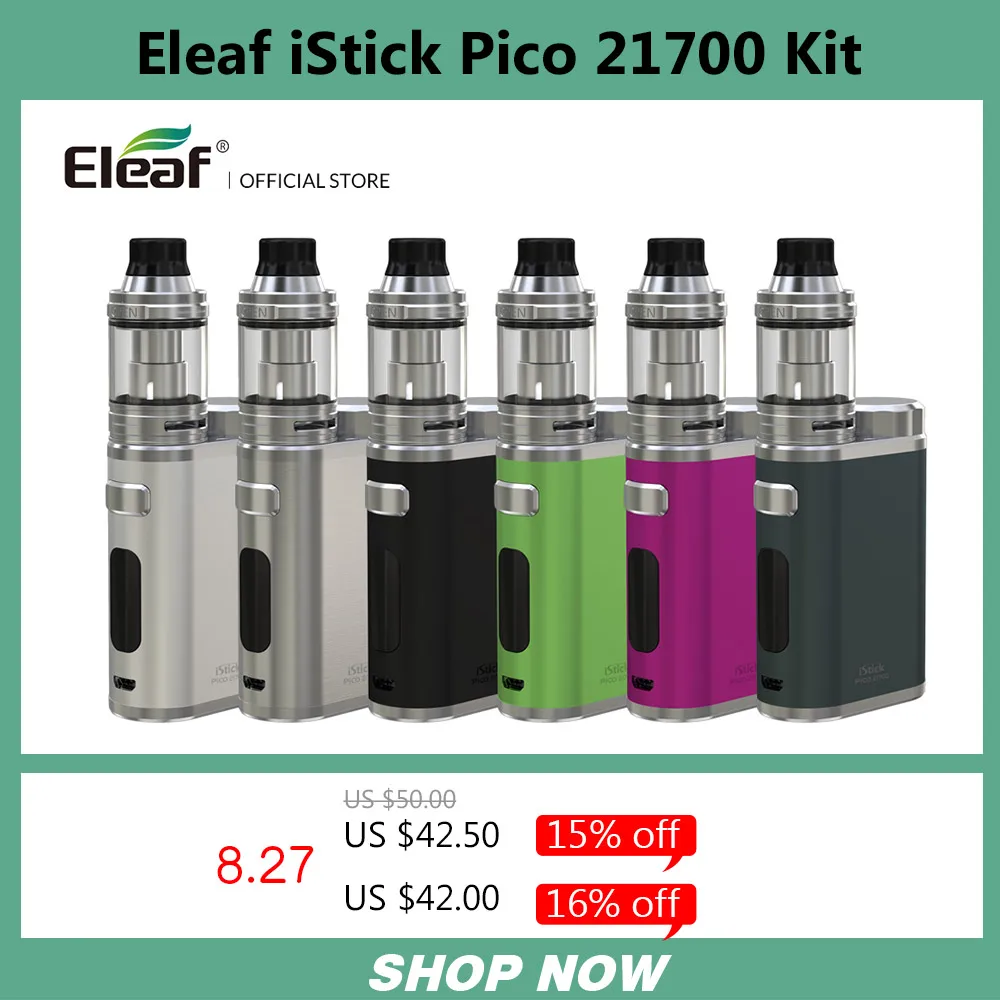 Оригинальная электронная сигарета Eleaf iStick Pico 21700 с комплектом ELLO 1 100 Вт 0 91