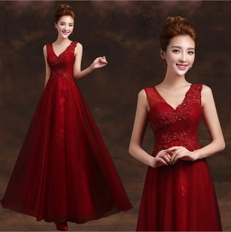 

2019 elegant long beautiful v neck formal mother of the bride dubai kaftan red wine a line evening dresses TK1211